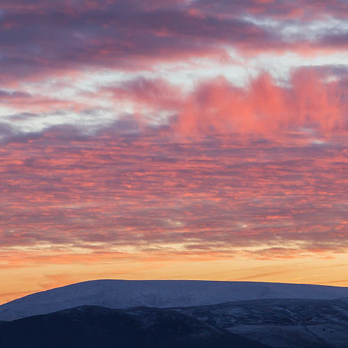 Sunset over the Cheviots Hills in north Northumberland